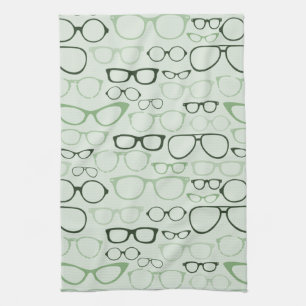Mint Hipster Glasses Tea Towel