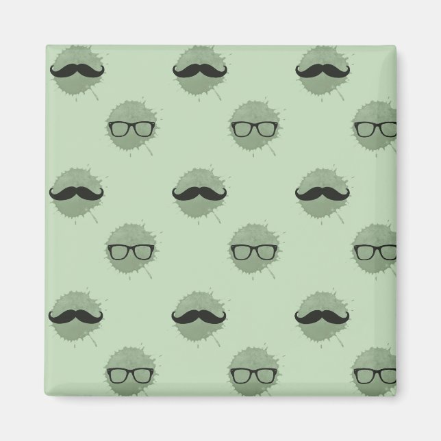 Mint Hipster Moustaches Magnet (Front)