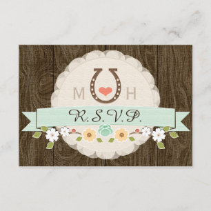 MINT HORSESHOE WESTERN WEDDING RSVP CARD