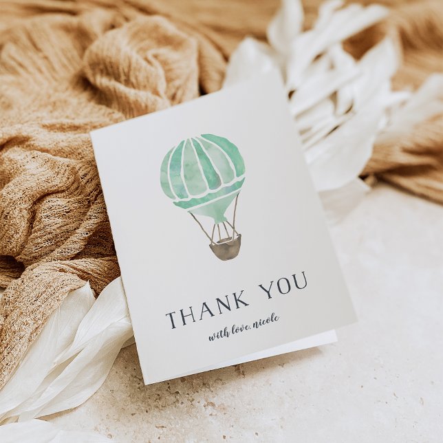 Mint Hot Air Balloon Personalised Thank You Card (Creator Uploaded)