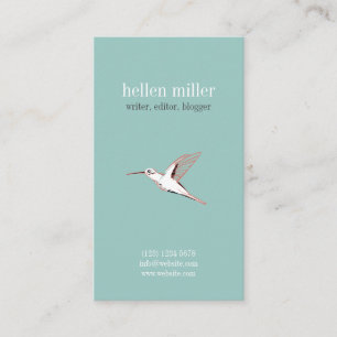 Mint hummingbird elegant minimal cute visit card