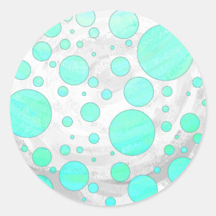 Mint Ice Aqua Blue Polka Dots Classic Round Sticker