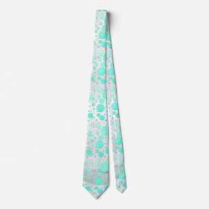 Mint Ice Aqua Blue Polka Dots Tie