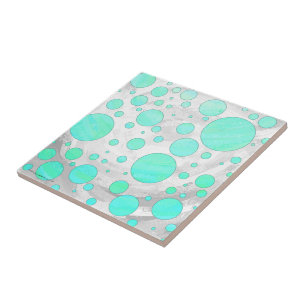 Mint Ice Aqua Blue Polka Dots Tile