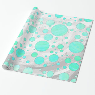 Mint Ice Aqua Blue Polka Dots Wrapping Paper