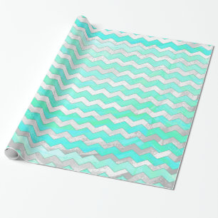 Mint Ice Blue Chevron Pattern Wrapping Paper