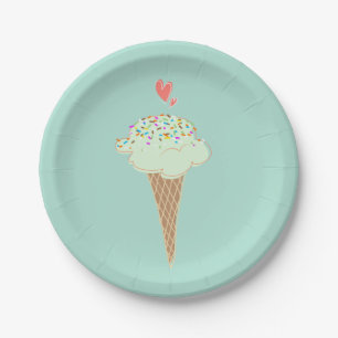 Mint Ice Cream Cone  Paper Plate