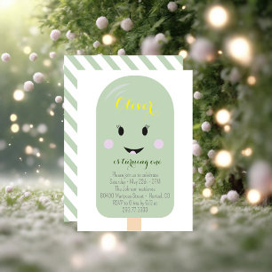 Mint Ice Cream Cone Scoop Confetti Birthday Party Invitation