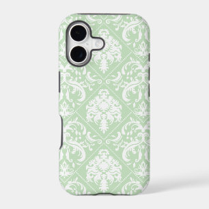Mint Ice Cream Green and white vintage damask