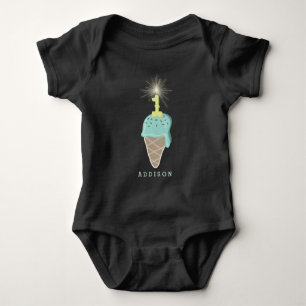 Mint Ice Cream Sparkler Baby Boy's 1st Birthday Baby Bodysuit
