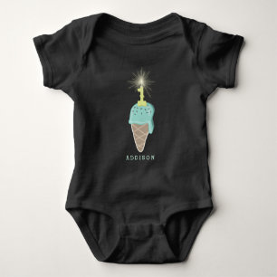 Mint Ice Cream Sparkler Baby Boy's 1st Birthday Bodysuit