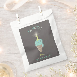 Mint Ice Cream Sparkler Boy 1st Birthday Thank You Favour Bag