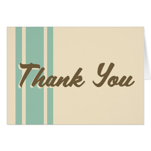 Mint Ice Cream Striped Retro Thank You Note Card (Front Horizontal)