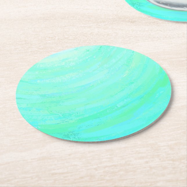 Mint Ice Round Paper Coaster (Angled)