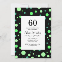 Mint & Jade Green Polka Dot Black 60th Birthday
