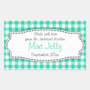 Mint Jelly green gingham food label sticker