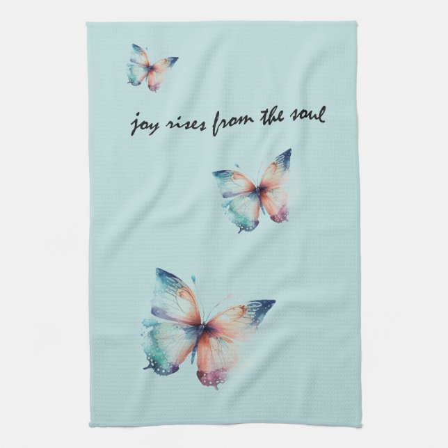 Mint Joy Rises from the Soul Butterfly  Tea Towel (Vertical)
