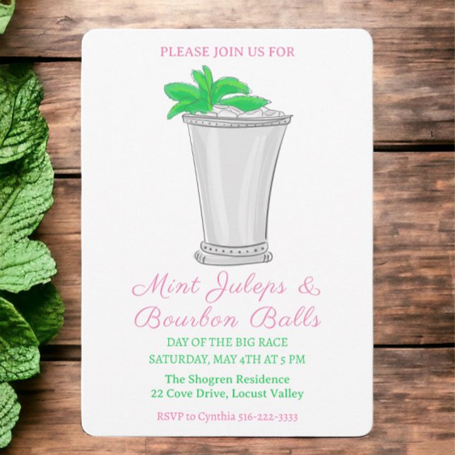 Mint Julep Bourbon Balls Horse Race Derby Day Invitation (Creator Uploaded)