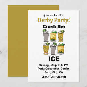 Mint Julep Cocktail Crush The Ice Derby Party Invitation