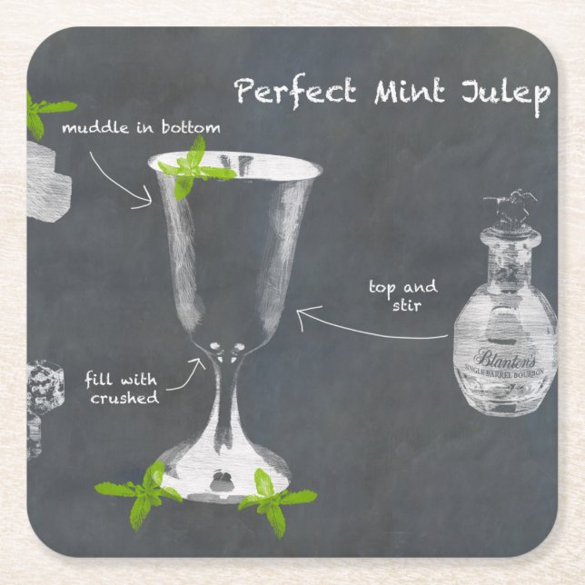 Mint Julep Cocktail Square Paper Coaster (Front)
