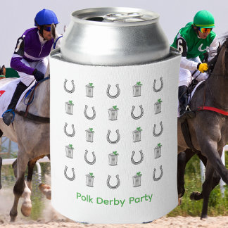 Mint Julep Cocktails & Horseshoe Pattern Race Day Can Cooler