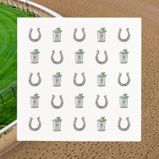 Mint Julep Cocktails & Horseshoe Pattern Race Day  Napkin