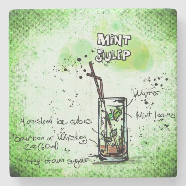 Mint Julep Drink Recipe Stone Coaster (Front)