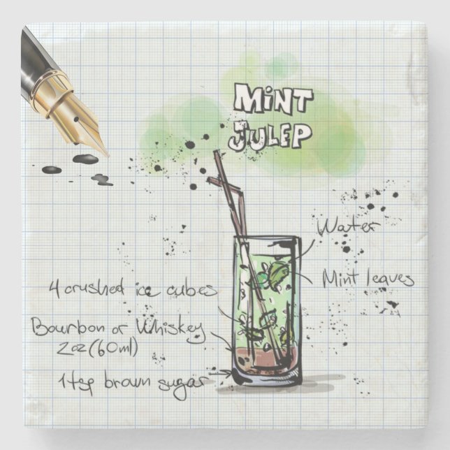 Mint Julep Drink Stone Coaster (Front)
