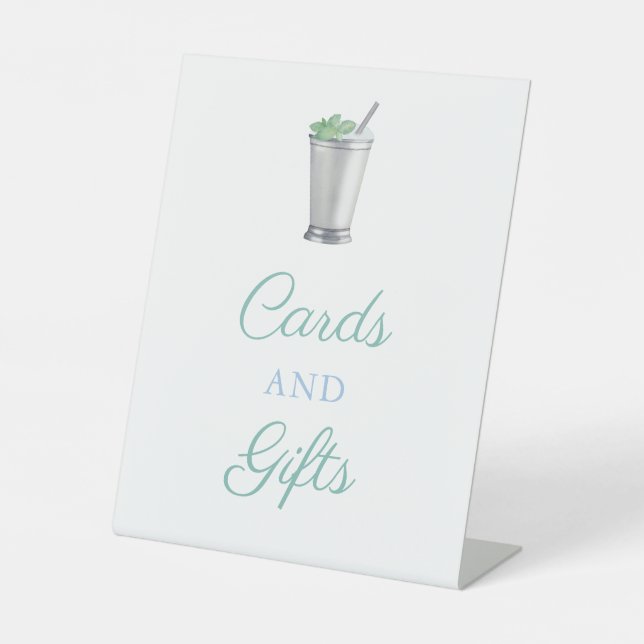 Mint Julep Horse Race Cards and Gifts Pedestal Sign (Front)