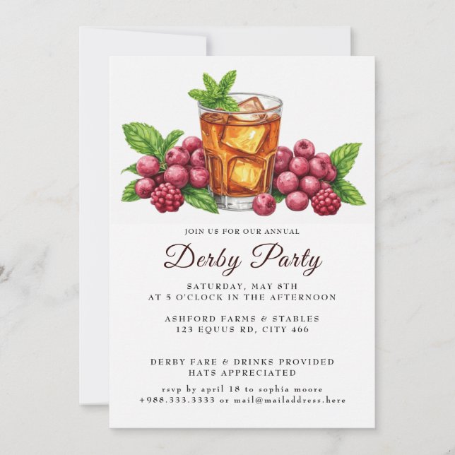 Mint Julep Horse Race Derby Day Party  Invitation (Front)