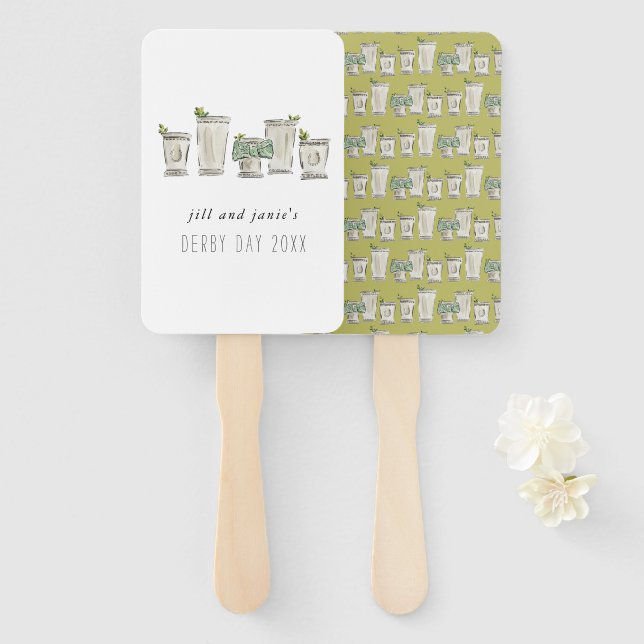 Mint Julep Horse Races Derby Day Hand Fan (Front and Back)