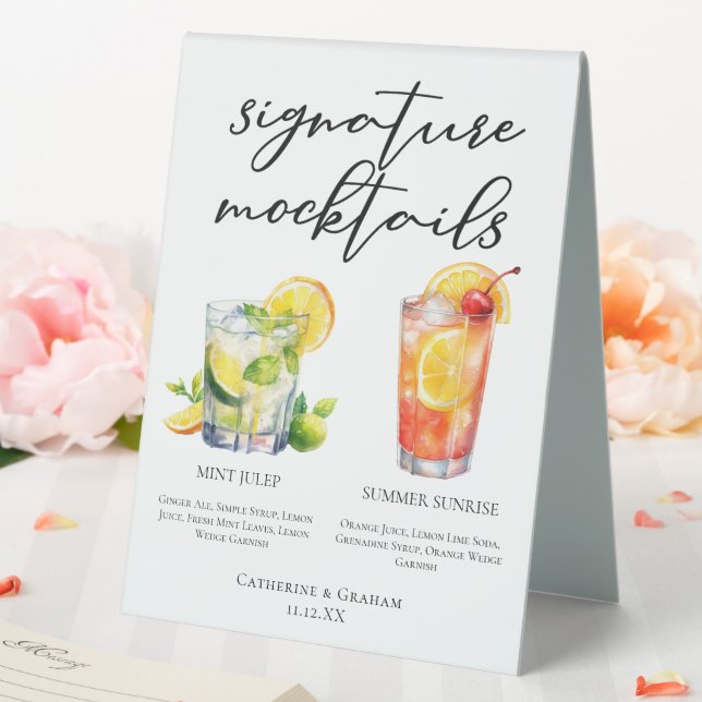 Mint Julep Summer Sunrise Wedding Mocktails Menu (In SItu (Wedding))