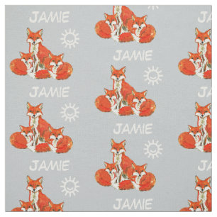 Mint Kids Sunshine Fox Family Personalised Fabric