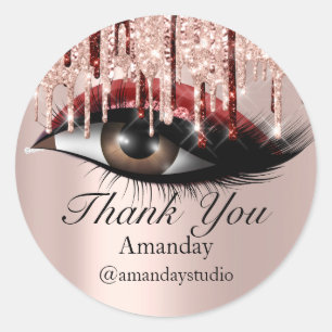 Mint Lashes Extension Makeup Artist Rose Burgundy Classic Round Sticker
