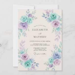 Mint Lavender Delicate Spring Wedding Invitation