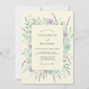 Mint Lavender Whispering Floral Wedding Invitation