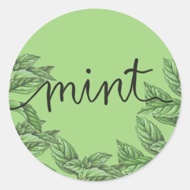 Mint leaves classic round sticker (Front)