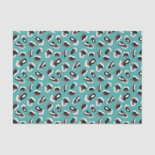 Mint leopard animal print pattern tissue paper (Front)