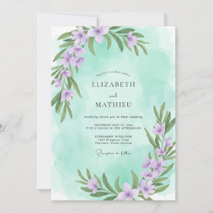 Mint Lilac Sprig Eucalyptus Wedding Invitation