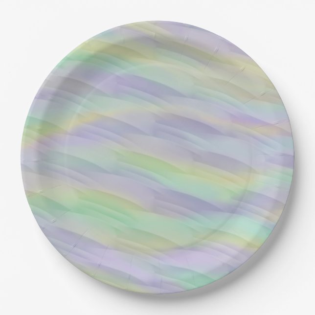 Mint Lilac Yellow Abstract Paper Plate (Front)