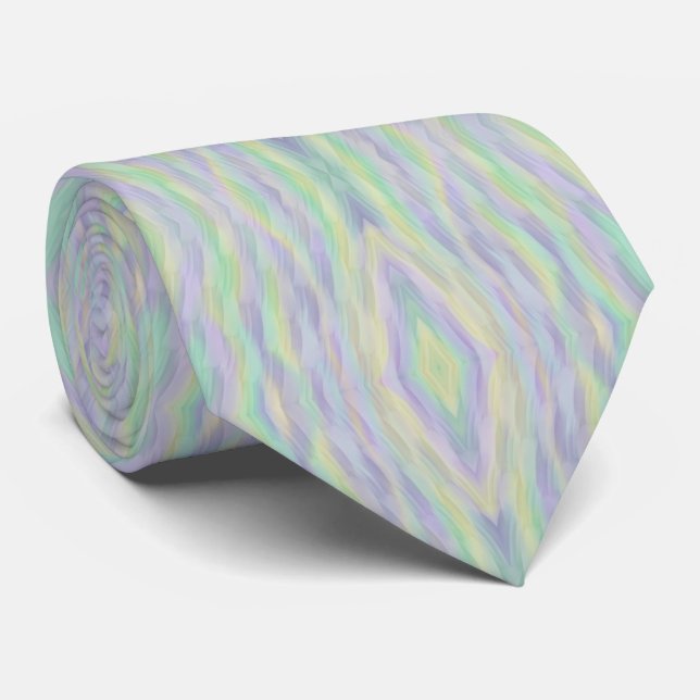 Mint Lilac Yellow Pattern Tie (Rolled)