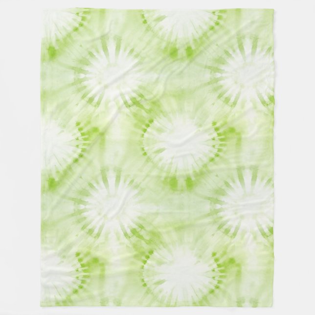 Mint Lime Green Tie Dye Fleece Blanket (Front)