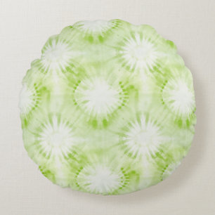 Mint Lime Green Tie Dye Round Cushion
