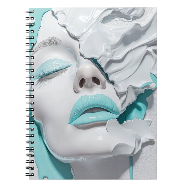 Mint Liquid Girl Portrait Abstract Art Notebook (Front)