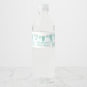 Mint Little Clothes Baby Shower Water Bottle Label