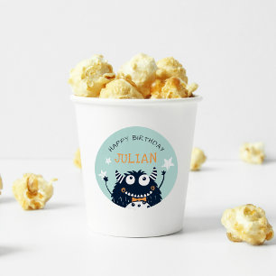 Mint   Little Monster Personalised Kids Birthday Classic Round Sticker