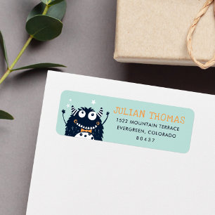 Mint   Little Monster Return Address Label