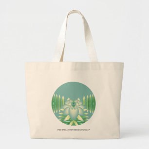 Mint Lotus Art Deco Fractal Flower Art Large Tote Bag