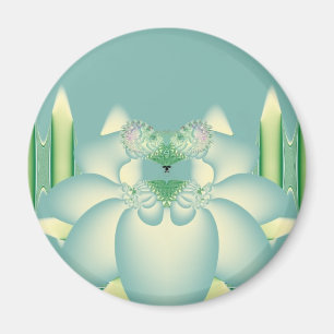 Mint Lotus Art Deco Fractal Flower Art Magnet