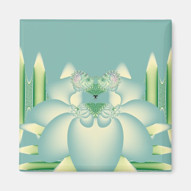 Mint Lotus Art Deco Fractal Flower Art Magnet (Front)